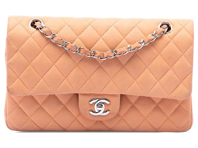 Chanel Orange Medium Classic Caviar Double Flap Angeln