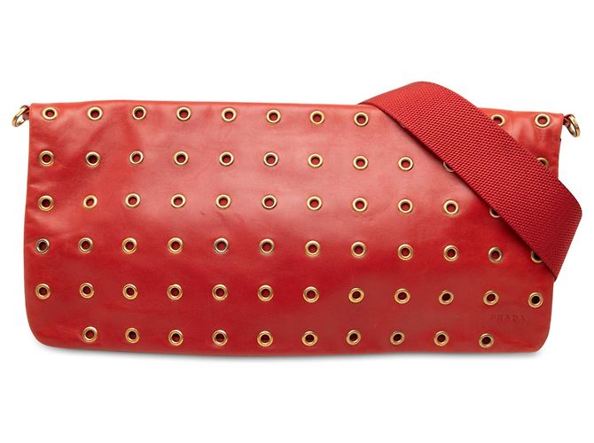 Borsa a tracolla Prada in Nappa rossa con occhielli Rosso