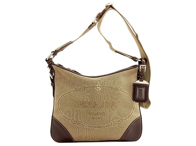 Borsa a tracolla lunga Prada BT0534 in jacquard logo Marrone