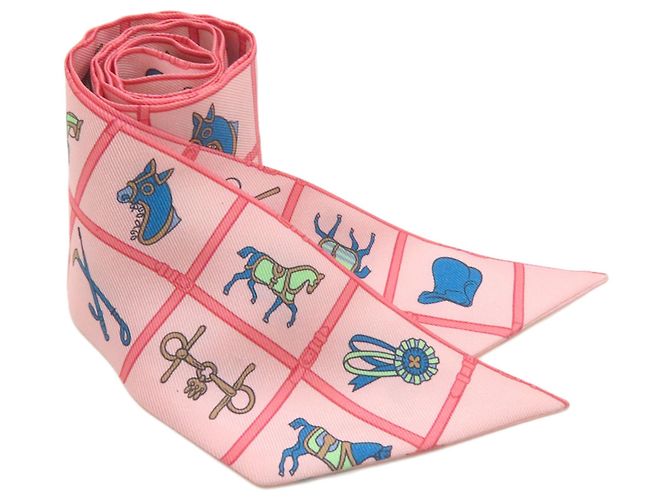 Hermès Sciarpa Twilly Hermes in seta rosa