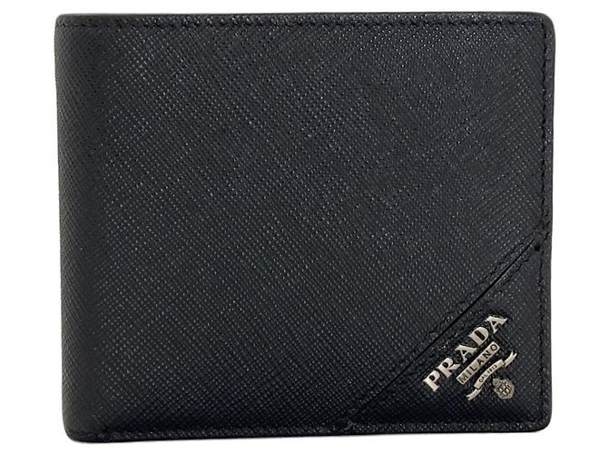 Saffiano Prada Logo Bi-fold Wallet Black