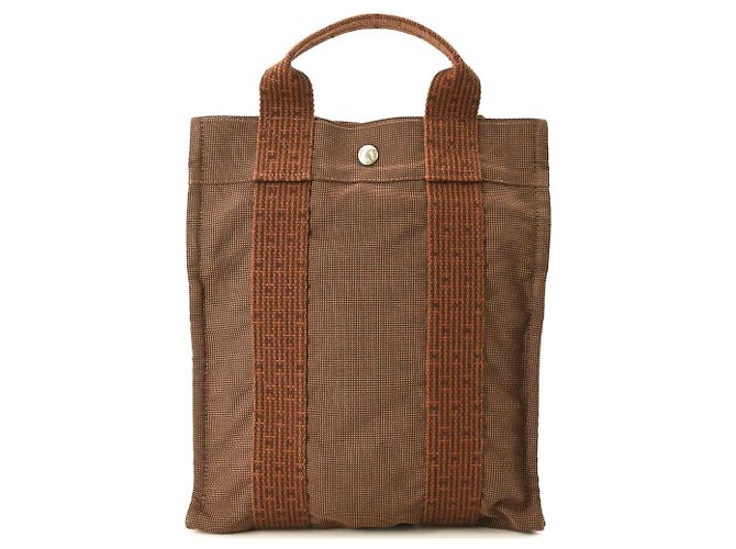 Hermès Sac à dos cabas Hermes Herline Ad PM en nylon canvas Marron