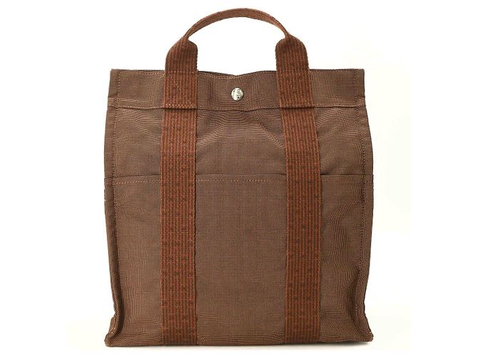 Hermès HERMES Herline Ad MM Nylon Canvas Tote Backpack Brown