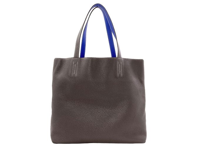 Hermès Hermes Double Sens 45 Tote Bag Brown Blue
