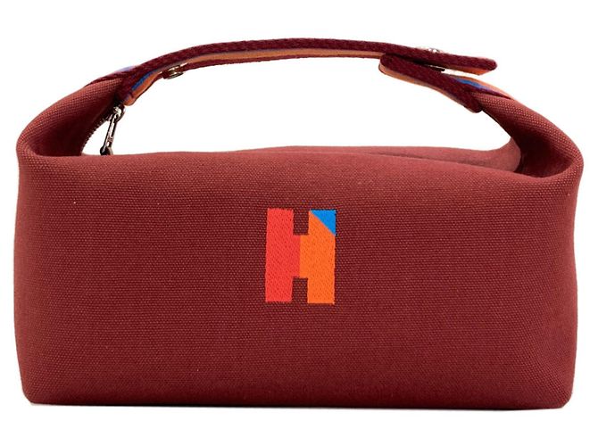 Hermès Hermes Bride à Black PM Silver Hardware Canvas Handtasche Rot
