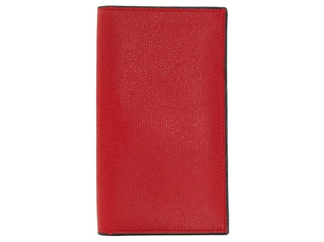 Valextra Red Leather Long Wallet