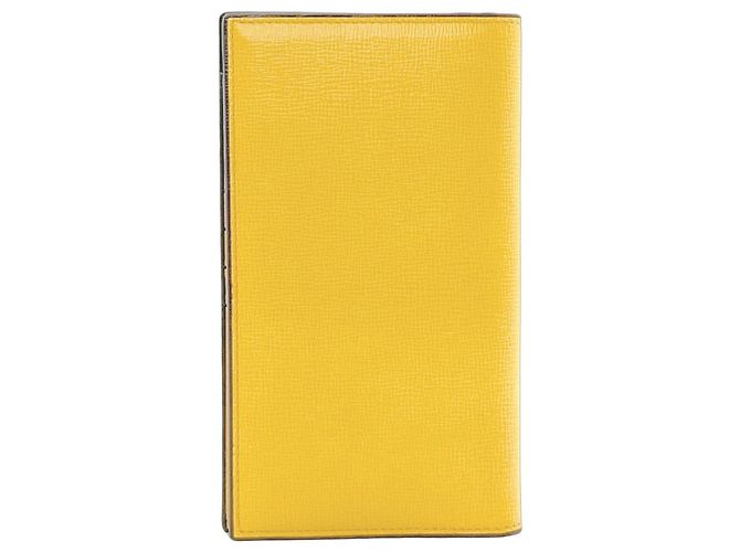 Valextra Yellow Leather Long Wallet