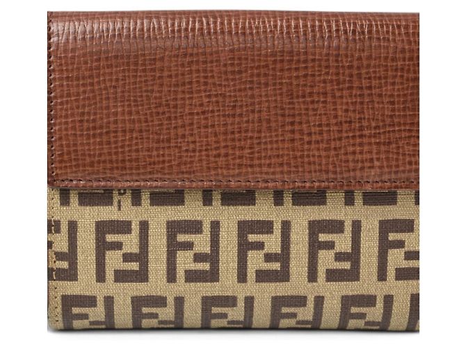 Zucca Fendi Bi-fold Geldbörse in Beige Brown Braun