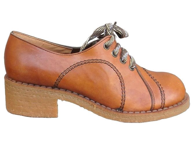 Autre Marque Scarpe Derby Sandra Vintage Anni '70 Marrone