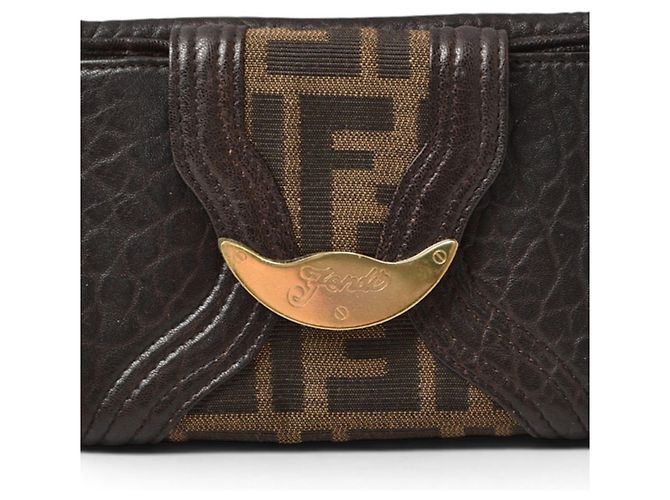 Zucca Fendi Brown Leather Bi-fold Wallet