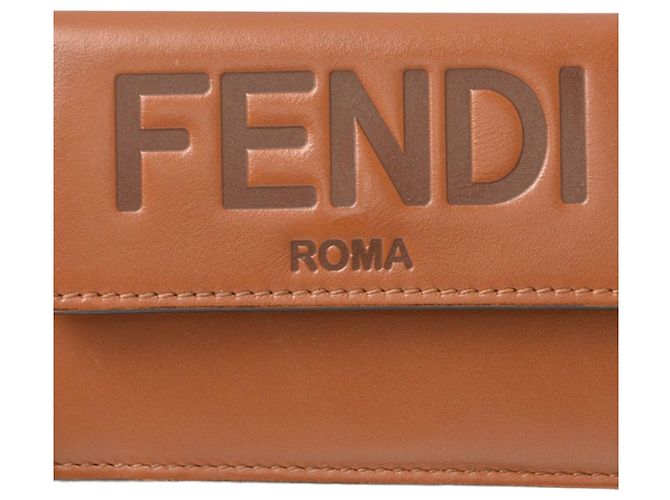 Cartera Tri-Fold de cuero marrón Fendi Castaño