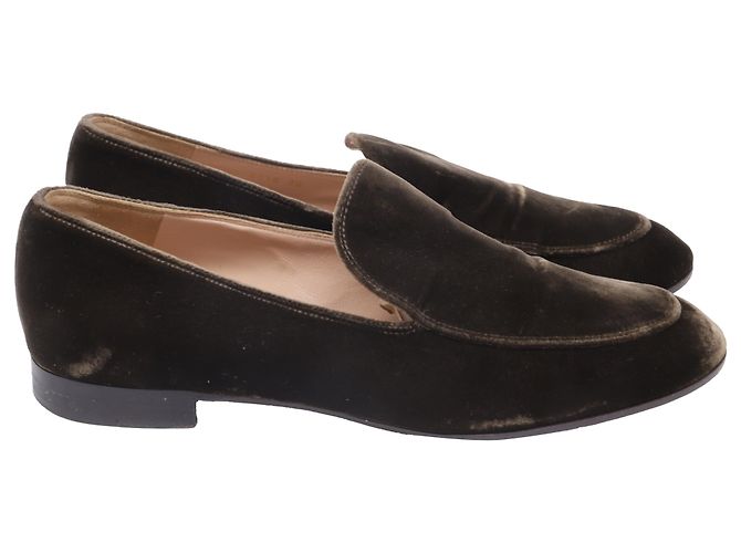 Mocassini Slip-On Gianvito Rossi in velluto olive Verde Verde oliva