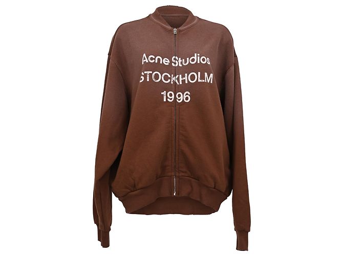 Acne Studios Graphic Print Bomber Jacket in Rust Orange Cotton
