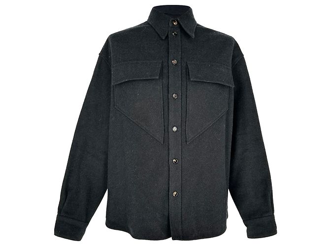 Sovracamicia Bottega Veneta in lana nera Nero