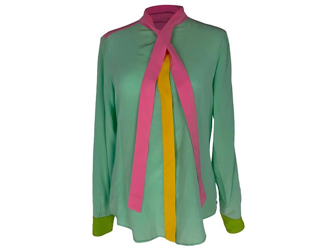 Blusa con fiocco Moschino in seta multicolore