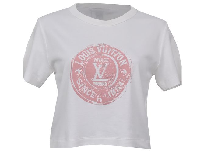 Crop Top de algodón blanco con logo Louis Vuitton