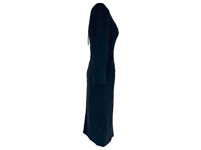 Abito midi a maniche lunghe Dolce & Gabbana in rayon nero