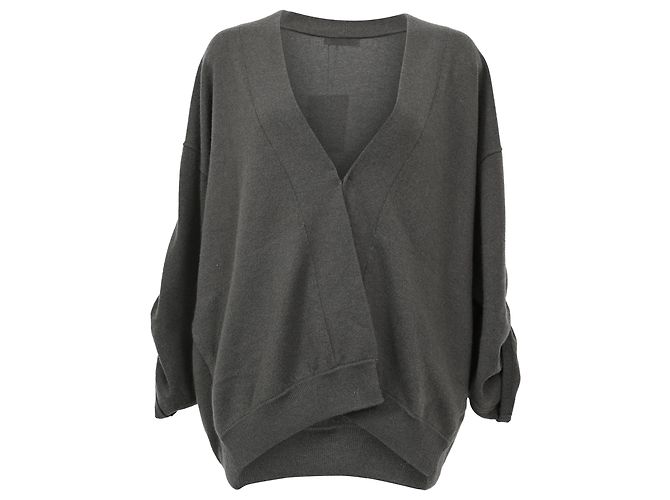 Cárdigan drapeado Brunello Cucinelli en seda gris