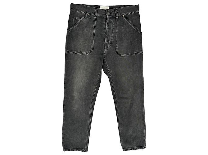 Nanushka Washed Cropped Jeans aus grauer Baumwolle