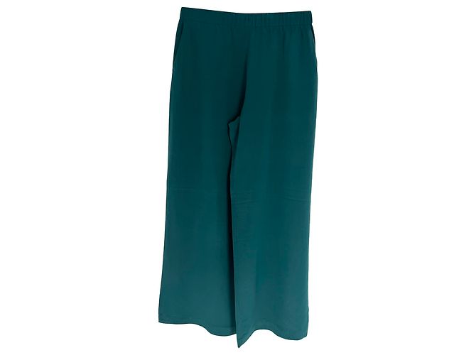Max Mara Wide Leg Hose aus grüner Seide