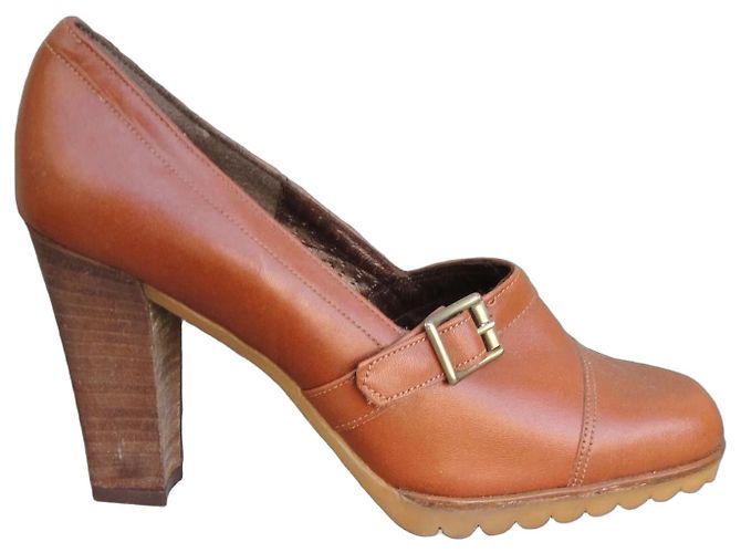 Autre Marque Mocassini con tacco Gervise anni '70 Marrone