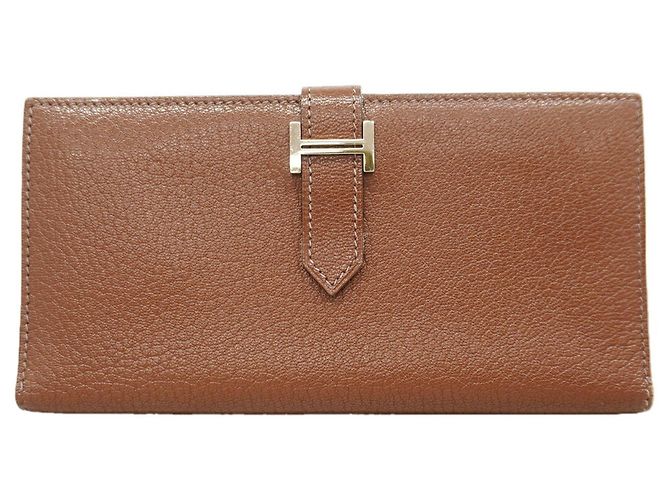 Hermès Hermes Bearn Long Wallet aus Chevre Mysore Braun
