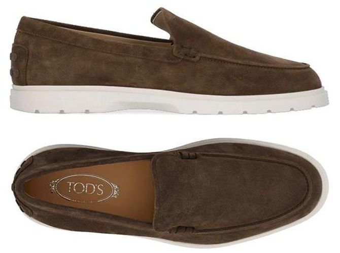 Tod's Mocassins Pebble Tab en daim marron