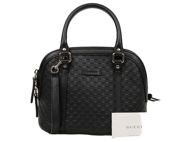 Gucci Mini Borsa Tote Dome in Pelle Microshima Nera Nero