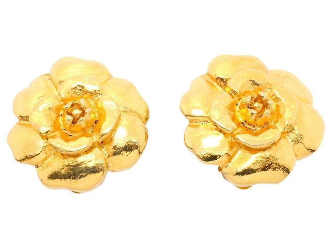 Orecchini a clip Chanel Camélia placcati in oro D'oro