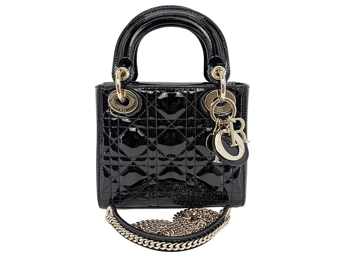 Christian Dior Patent Lady Dior Mini Noir