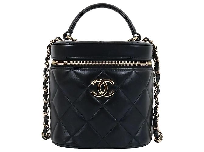 Chanel Vanity Top Handle Black with Gold Hardware Schwarz