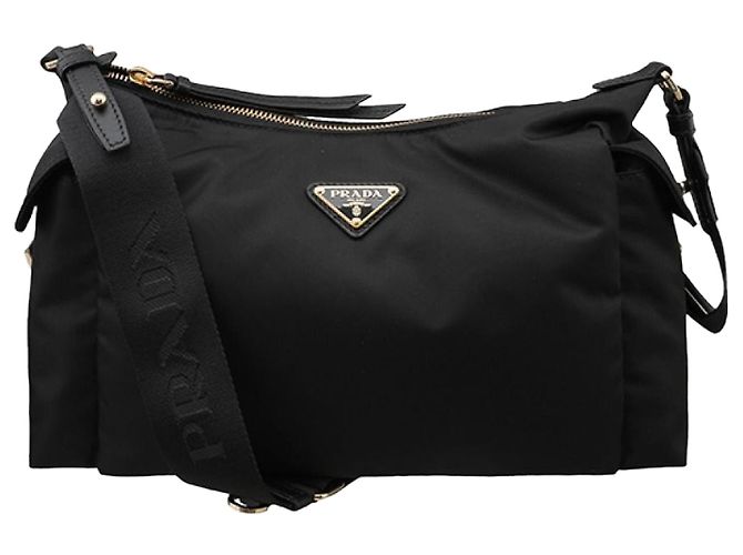Prada Borsa a tracolla grande in nylon nera Nero