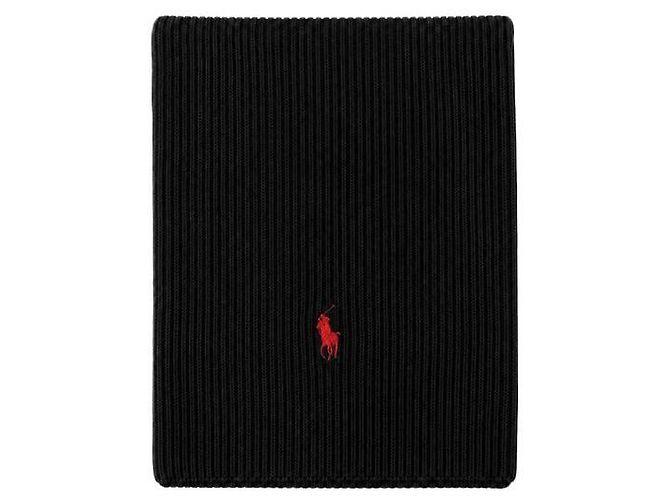 Ralph Lauren Sciarpa a coste classica con ricamo pony Nero