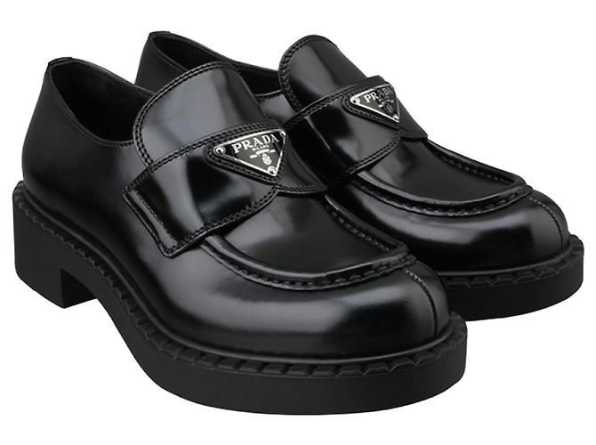 Prada Mocassini in pelle spazzolata da donna Nero