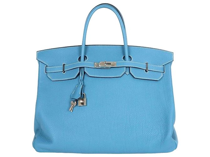 Hermès Birkin Blue Jean Silver Hardware Azul