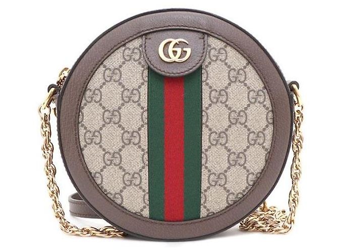 Gucci Borsa a tracolla e spalla Mini GG Round Chain Marrone