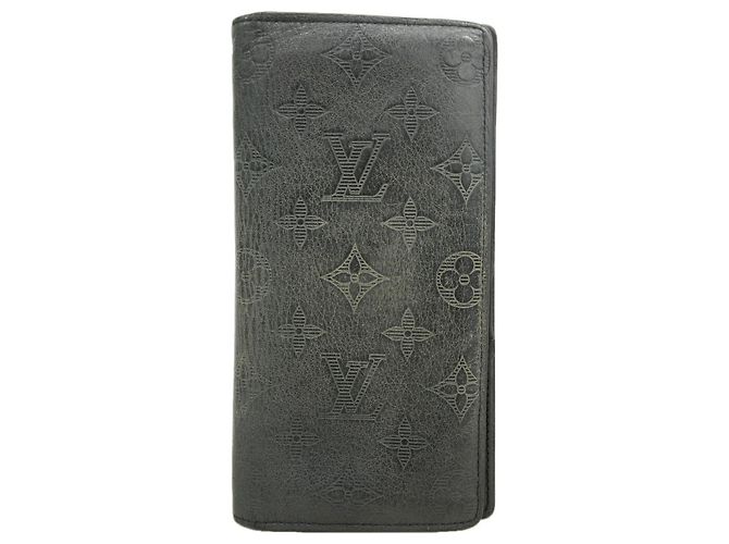 Louis Vuitton Monogram Shadow Portefeuille Brazza Long Wallet Nero
