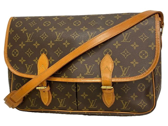 Louis Vuitton Monogram Gibeciere GM Schultertasche Braun