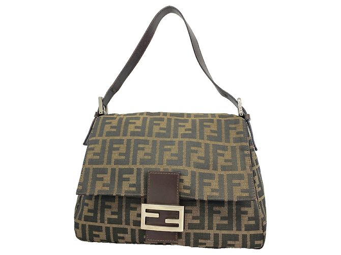 Borsa a secchiello Fendi Zucca Mamma in nylon e canvas Marrone