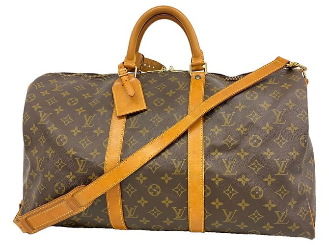 Louis Vuitton Brown Boston Monogram Keepall Bandoulière 60 Marrone