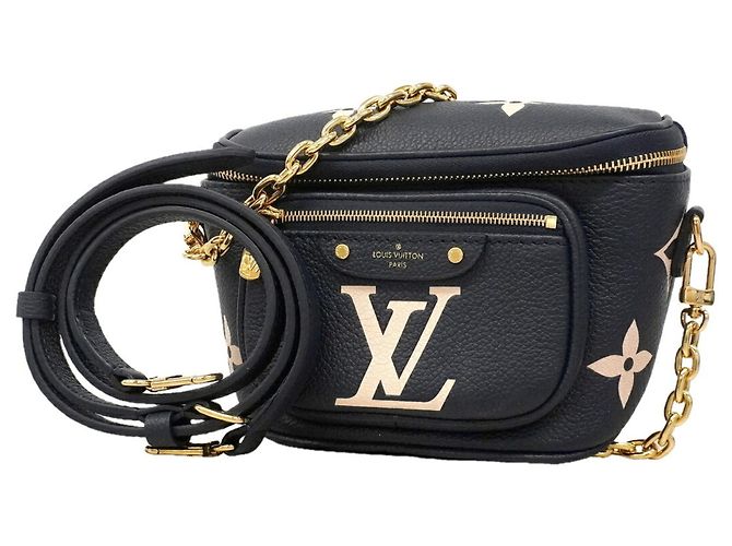 Mini sac banane Louis Vuitton Monogram Empreinte Bicolor Écru Bleu Marine