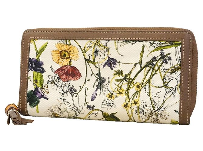 Gucci Bamboo Flora Long Wallet Brown