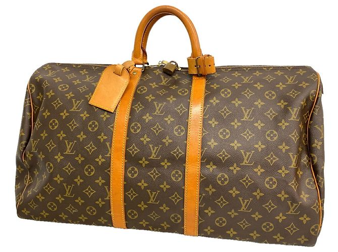 Bolso Louis Vuitton Boston Monogram Keepall 55 Castaño