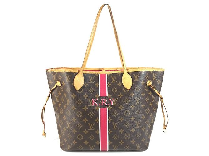 Sac Cabas Louis Vuitton Monogram Neverfull MM Marron Rose Monogramme