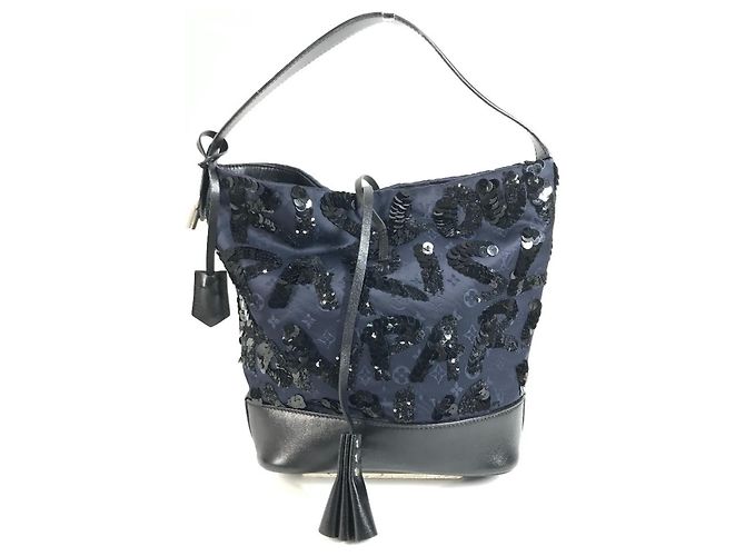 Bolso Louis Vuitton Monogram Satin Sequin Spotlight GM Negro Azul marino Monograma