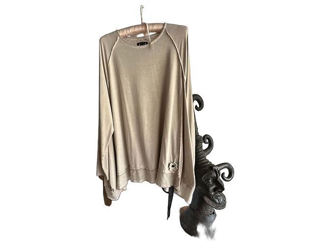 Munthe Plus Simonsen T-shirt PLÜ beige a maniche lunghe in cotone