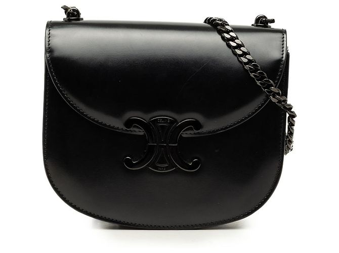 Céline Bolsa de Ombro com Corrente Celine Triomphe Bezas Claire Preto
