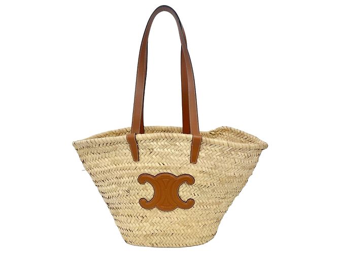 Céline Sac Cabas Celine Triomphe Medium Classic Panier Beige