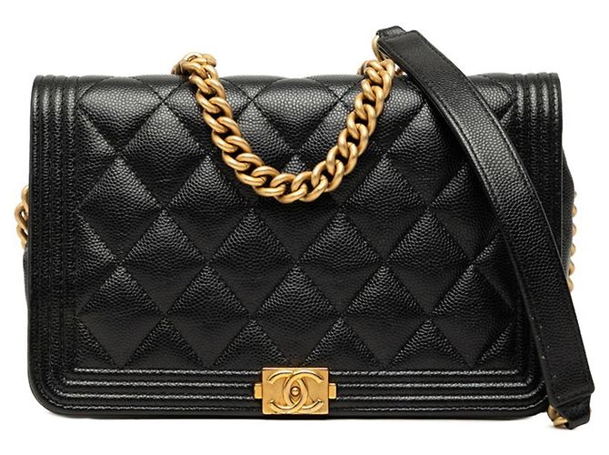 Borsa a tracolla porta carte con catena Chanel Coco Mark Matelassé Nero