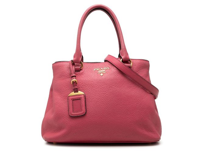 Bolsa Prada Logo em couro Vitello Daino rosa